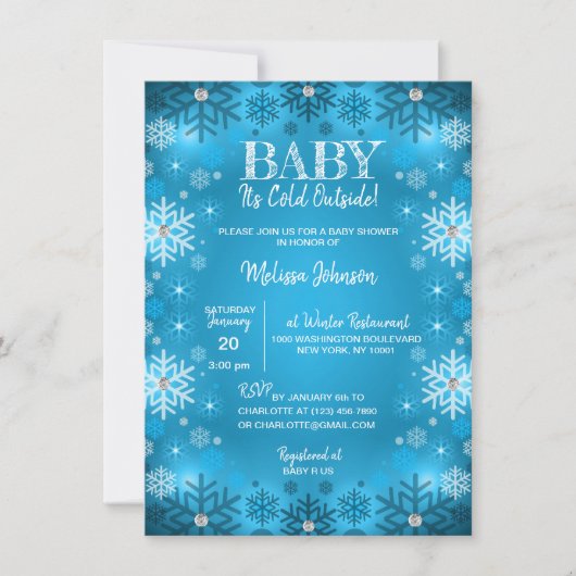 WINTER Baby shower Het is koud buiten sneeuwvlokke Kaart (Voorkant)