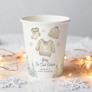 Winter Baby Shower Het is koud buiten Unisex Sneeu Papieren Bekers