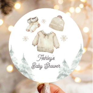 Winter Baby Shower Het is koud buiten Unisex Sneeu Ronde Sticker