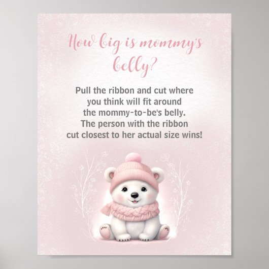 Winter Baby shower Hoe groot is het buikspel van m Poster (Voorkant)