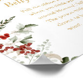 Winter Baby shower Hoe groot is Mama's Belly Sign Poster (Hoek)