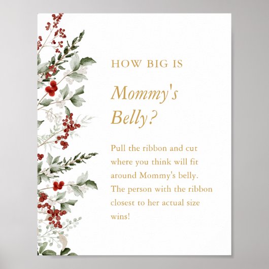 Winter Baby shower Hoe groot is Mama's Belly Sign Poster (Voorkant)