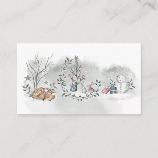 Winter baby shower hoe groot is mama's buik informatiekaartje (Achterkant)