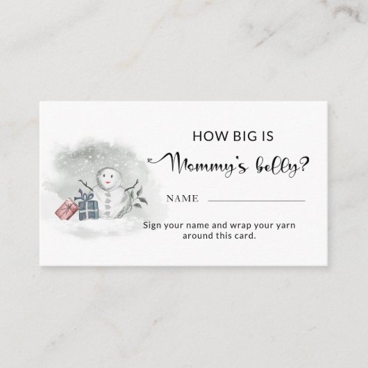 Winter baby shower hoe groot is mama's buik informatiekaartje (Voorkant)