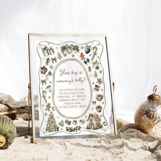 Winter Baby Shower Hoe groot is mama's buik Poster