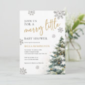 Winter Baby Shower Invitation, Christmas Baby Kaart (Staand voorkant)