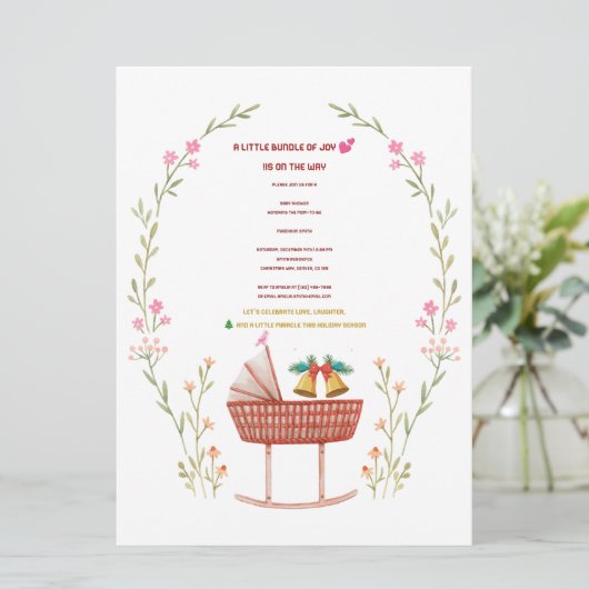 Winter Baby shower Invitation - Een kleine bundel Kaart (Staand voorkant)