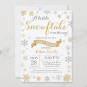 Winter Baby shower Invitation Gold Snowflake Kaart (Voorkant)
