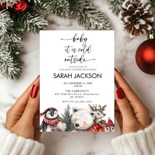 Winter Baby shower Invitation set, baby het is kou Kaart