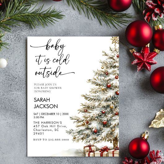 Winter Baby shower Invitation set, baby het is kou Kaart