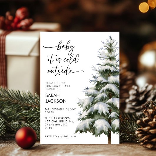 Winter Baby Shower Invitation set, baby it's cold  Kaart