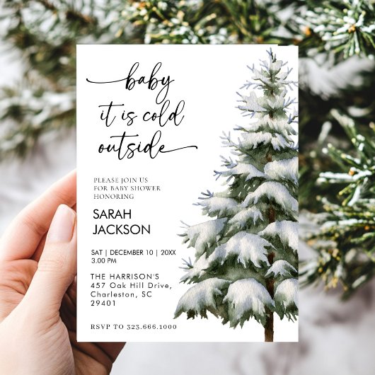 Winter Baby Shower Invitation set, baby it's cold Kaart
