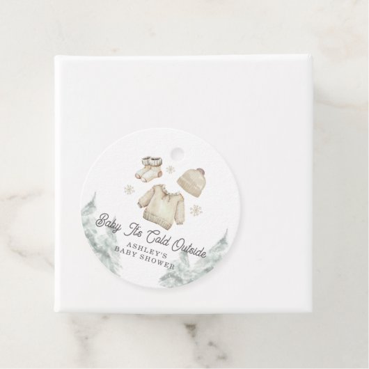 Winter Baby Shower It's Cold Outside Unisex Snow Bedankjes Labels (In situ)