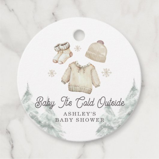Winter Baby Shower It's Cold Outside Unisex Snow Bedankjes Labels (Voorkant)