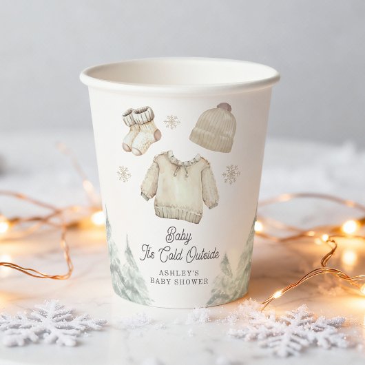Winter Baby Shower It's Cold Outside Unisex Snow Papieren Bekers