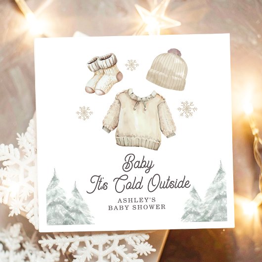 Winter Baby Shower It's Cold Outside Unisex Snow Servet