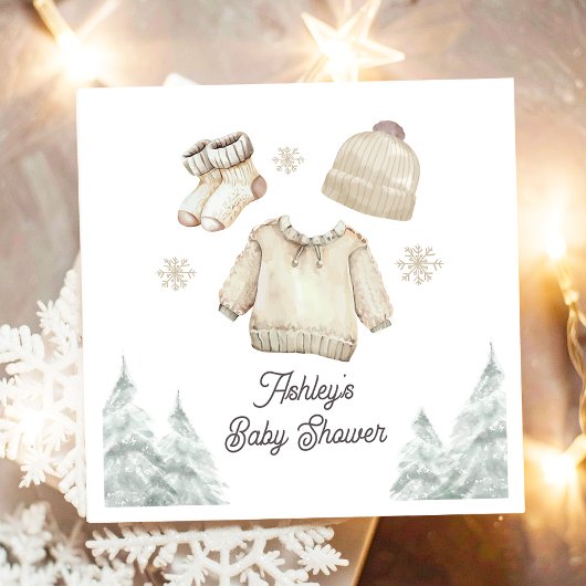 Winter Baby Shower It's Cold Outside Unisex Snow Servet