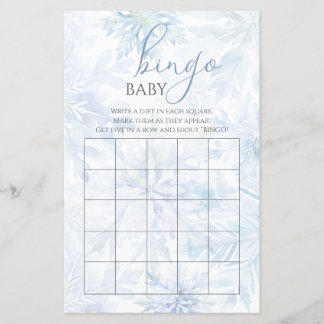 Winter Baby Shower Jongen Blauwe Sneeuwvlok Bingo