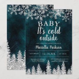 Winter baby shower kerstzilversneeuw kaart