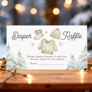 Winter Baby Shower Koud Buiten Sneeuw Luier Raffle Informatiekaartje