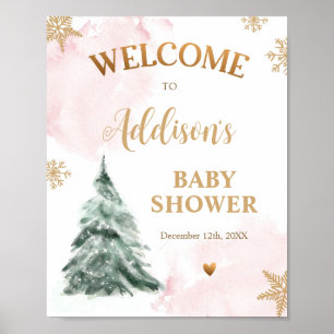 Winter Baby shower Koud buiten Snowflakes Welkom Poster