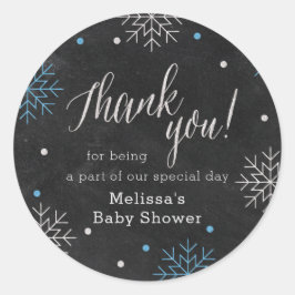 Winter Baby shower krijtbord dank u Ronde Sticker