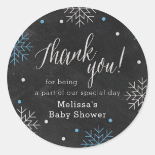 Winter Baby shower krijtbord dank u Ronde Sticker