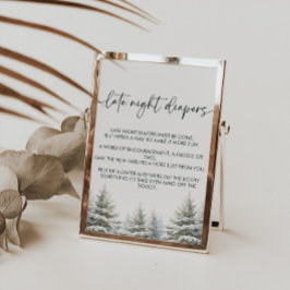 Winter Baby shower Late Night Luiers Teken Poster