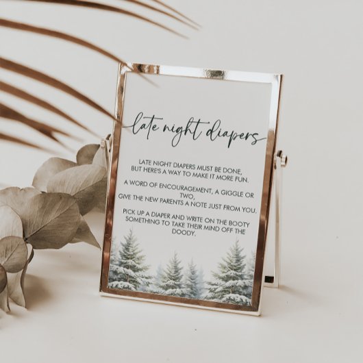 Winter Baby shower Late Night Luiers Teken Poster