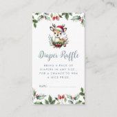 Winter Baby shower Luier Raffle Little Deer Schatt Informatiekaartje (Voorkant)