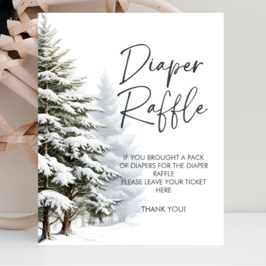 Winter Baby shower Luier Raffle Teken Poster