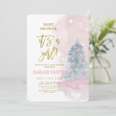 Winter Baby shower meisje Kaart (Staand voorkant)