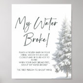 Winter Baby shower Mijn Water Broke Game Sign Poster (Voorkant)