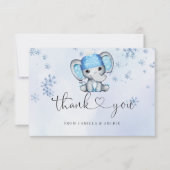 Winter Baby shower olifant Bedankkaart (Voorkant)
