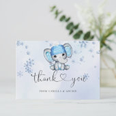 Winter Baby shower olifant Bedankkaart (Staand voorkant)