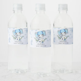 Winter Baby shower olifant Waterfles Etiket