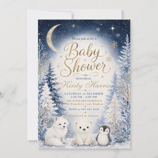 Winter Baby Shower Onder de Sterrenhemel Kaart (Voorkant)