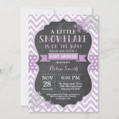 Winter Baby shower Paars Snowflake Chalkboard Kaart (Voorkant)