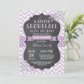 Winter Baby shower Paars Snowflake Chalkboard Kaart (Staand voorkant)
