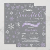 Winter Baby shower Paarse Witte en Grijze Sneeuwvl Kaart (Voorkant / Achterkant)