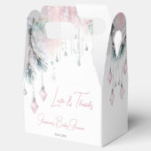 Winter baby shower pastel roze grijs dennen bedankdoosjes (Geopend)