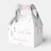 Winter baby shower pastel roze grijs dennen bedankdoosjes (Voorkant Zijde)