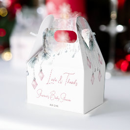 Winter baby shower pastel roze grijs dennen bedankdoosjes
