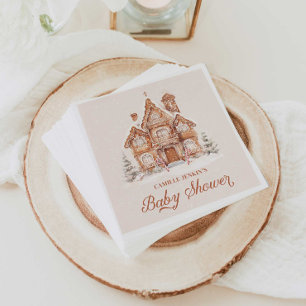 Winter Baby shower peperkoek huis Servet