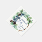 Winter baby shower pines wreath monogrammed servet (Hoek)