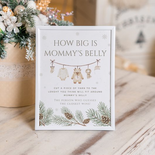 Winter Baby Shower Raad Hoe Groot is Haar Buik Spe Poster