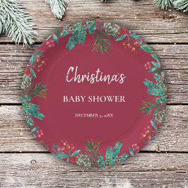 Winter Baby shower Rood Papieren Bordje