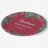 Winter Baby shower Rood Papieren Bordje (Gekanteld)