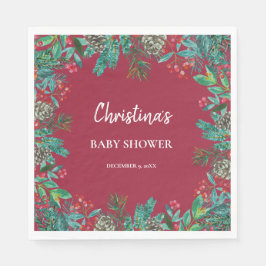 Winter Baby shower Rood Servet