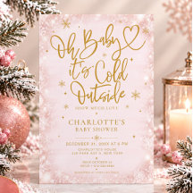 Winter Baby Shower Roze Goud Sneeuwvlok Uitnodigin